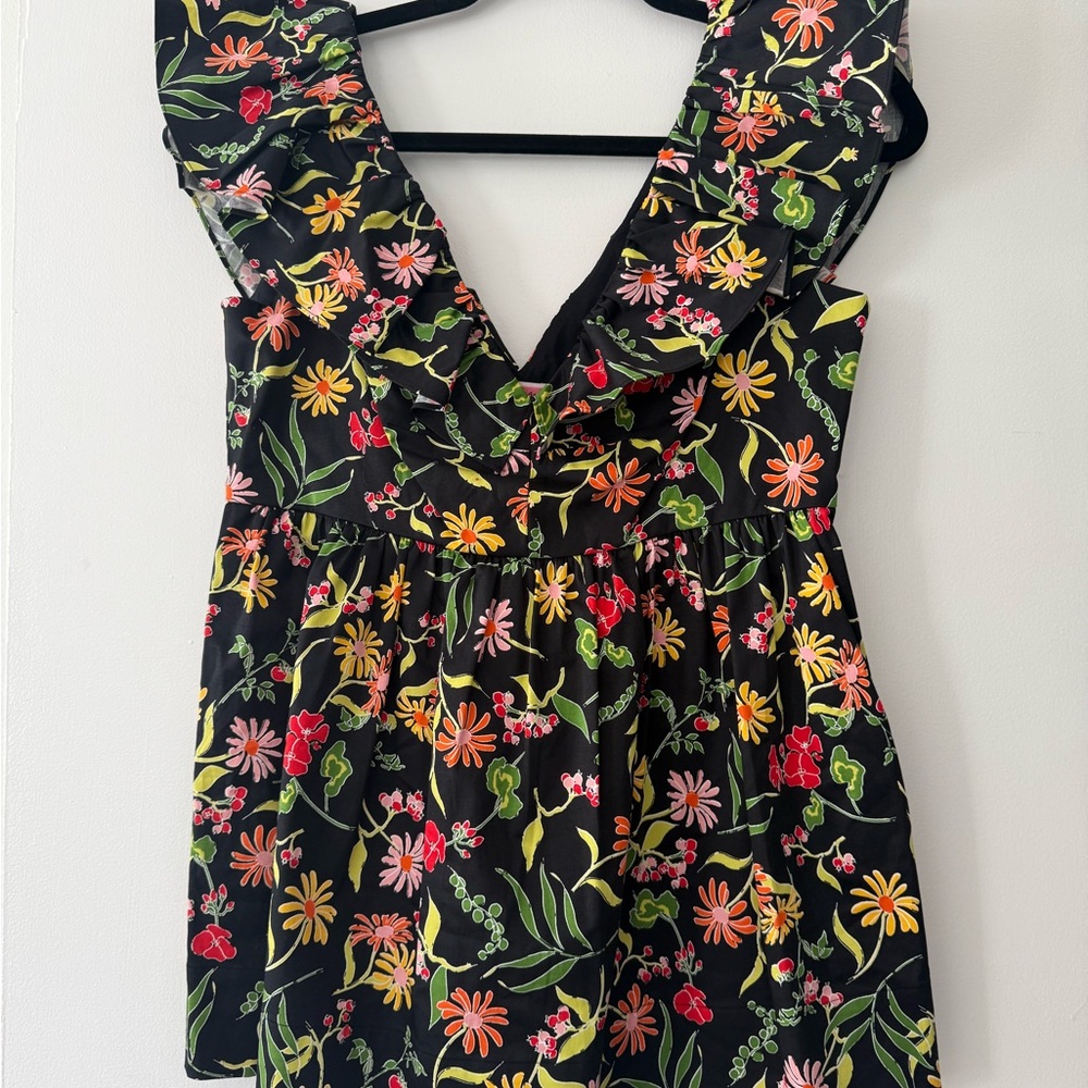 kate spade Black Floral Blouse NWT